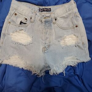 High Waist Light Blue Denim Shorts